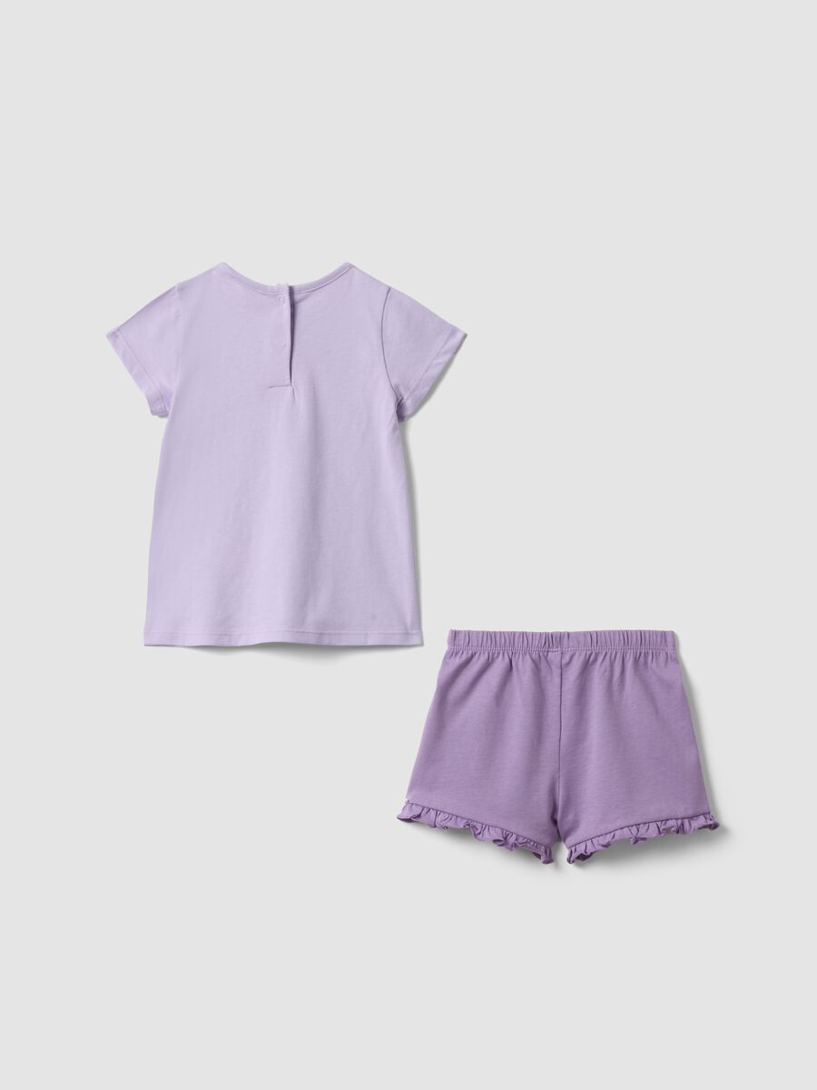 Short purple cotton pyjamas for baby girls, regular fit with print_1