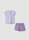 Short purple cotton pyjamas for baby girls, regular fit with print_1