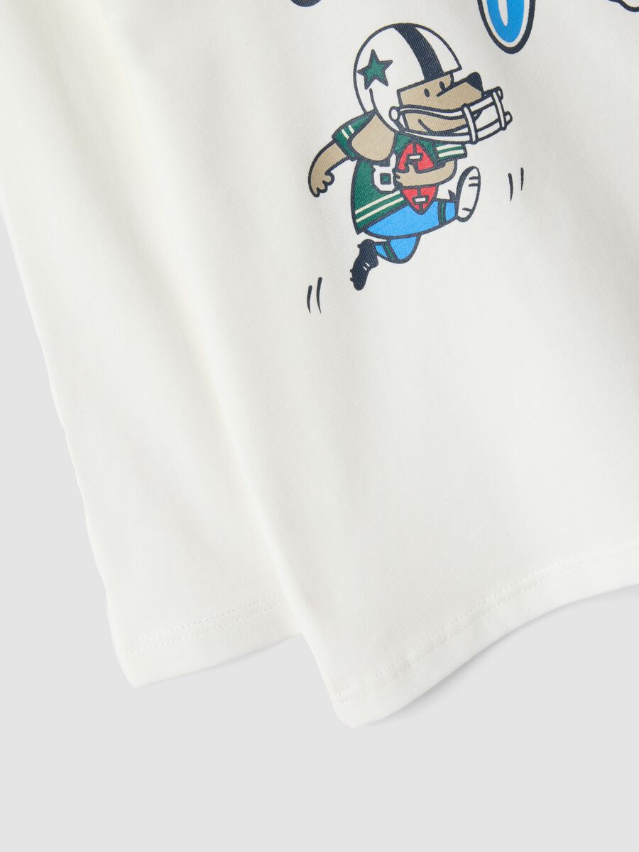 White organic cotton T-shirt with puppy print for baby boy_2