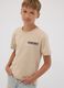 Beige pure cotton T-shirt with front and back print_0