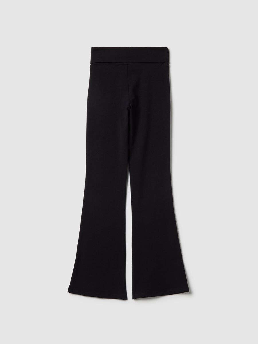 Leggings in cotone elasticizzato neri da ragazza flare fit_4