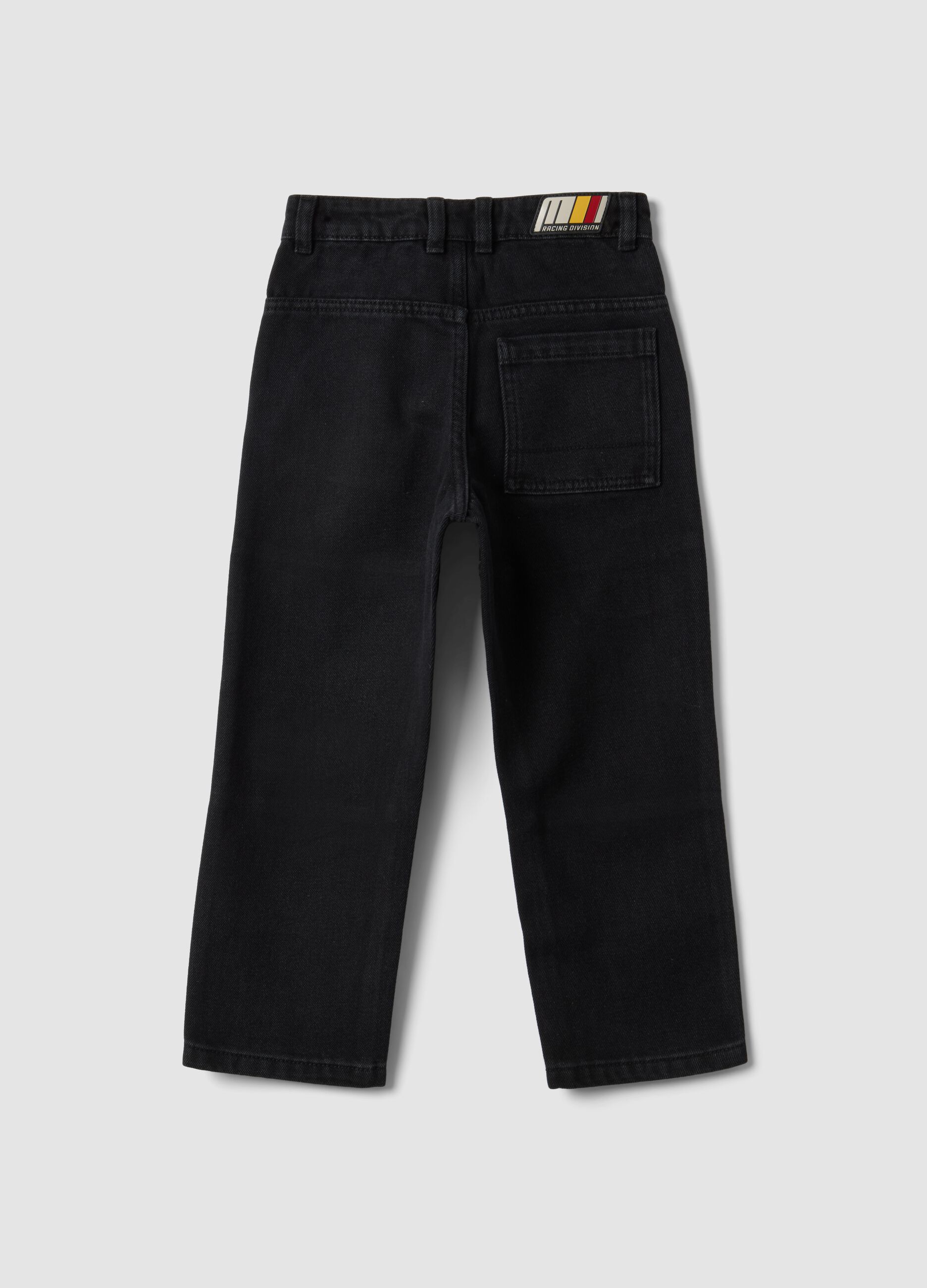 Black wide-leg jeans in cotton, viscose and lyocell blend with Mickey print
