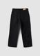 Black wide-leg jeans in cotton, viscose and lyocell blend with Mickey print_1