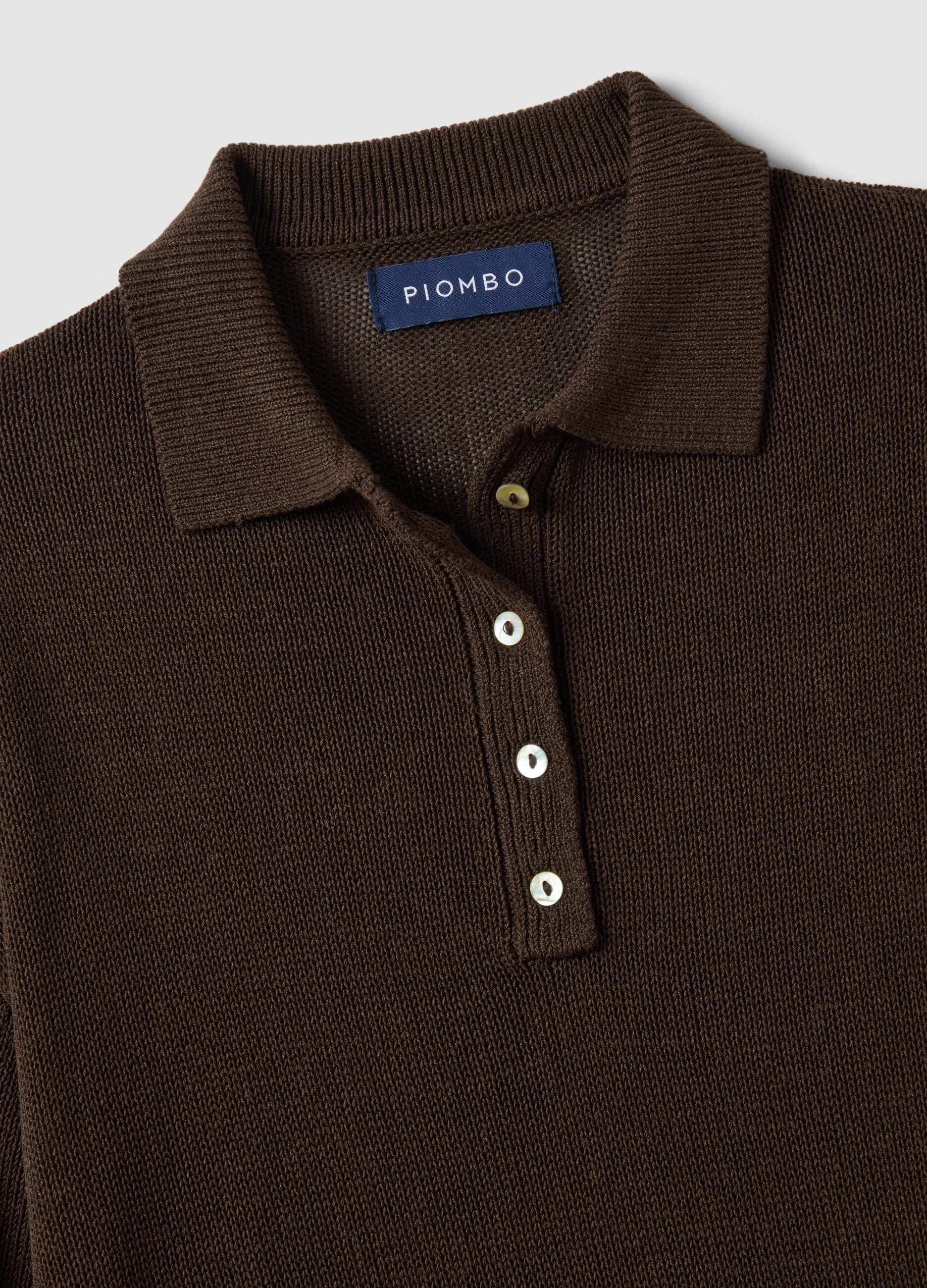 Brown regular fit polo with elbow-length sleeves