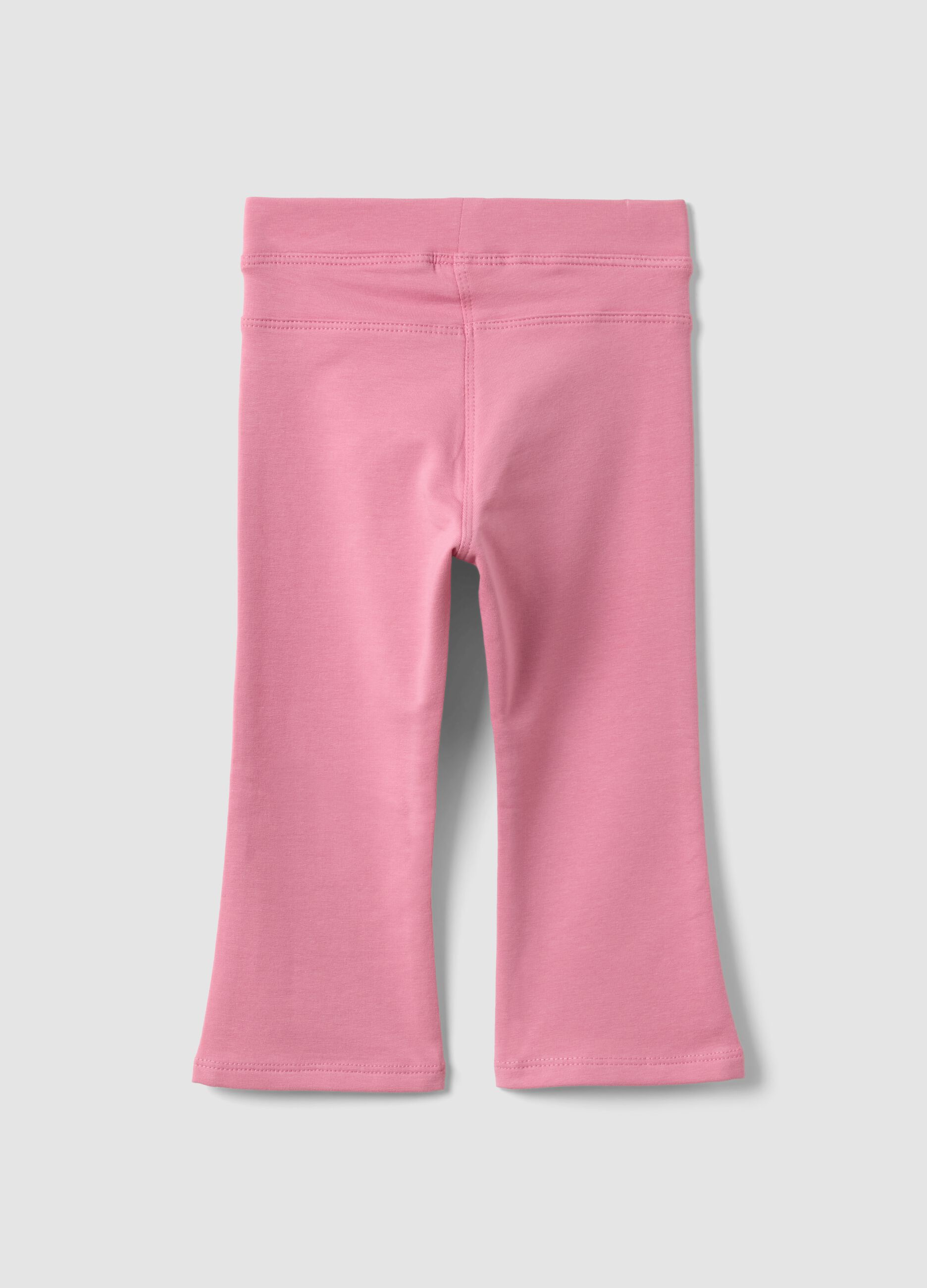 Pink organic stretch-cotton flared trousers for baby girl