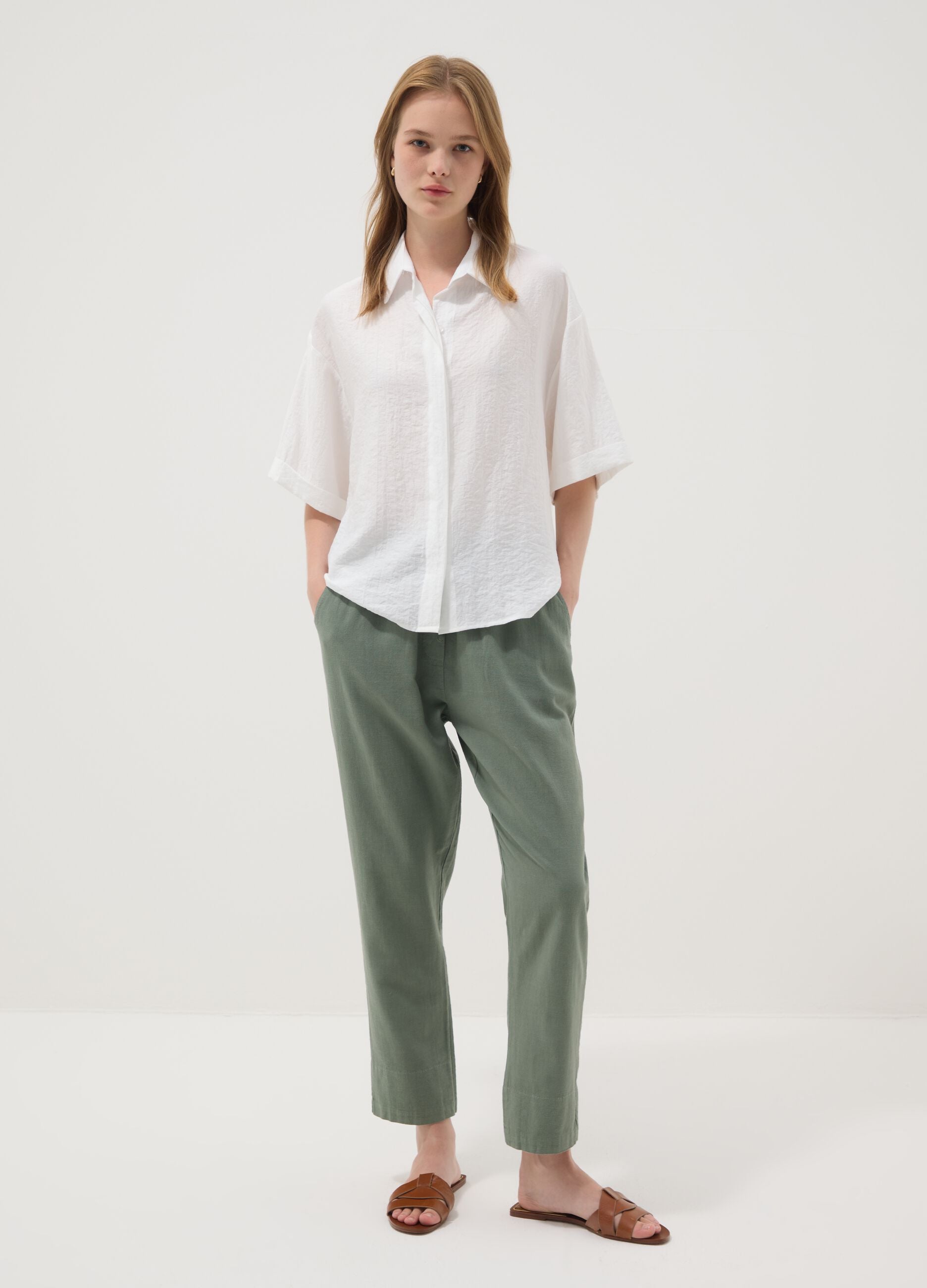 White viscose-blend shirt