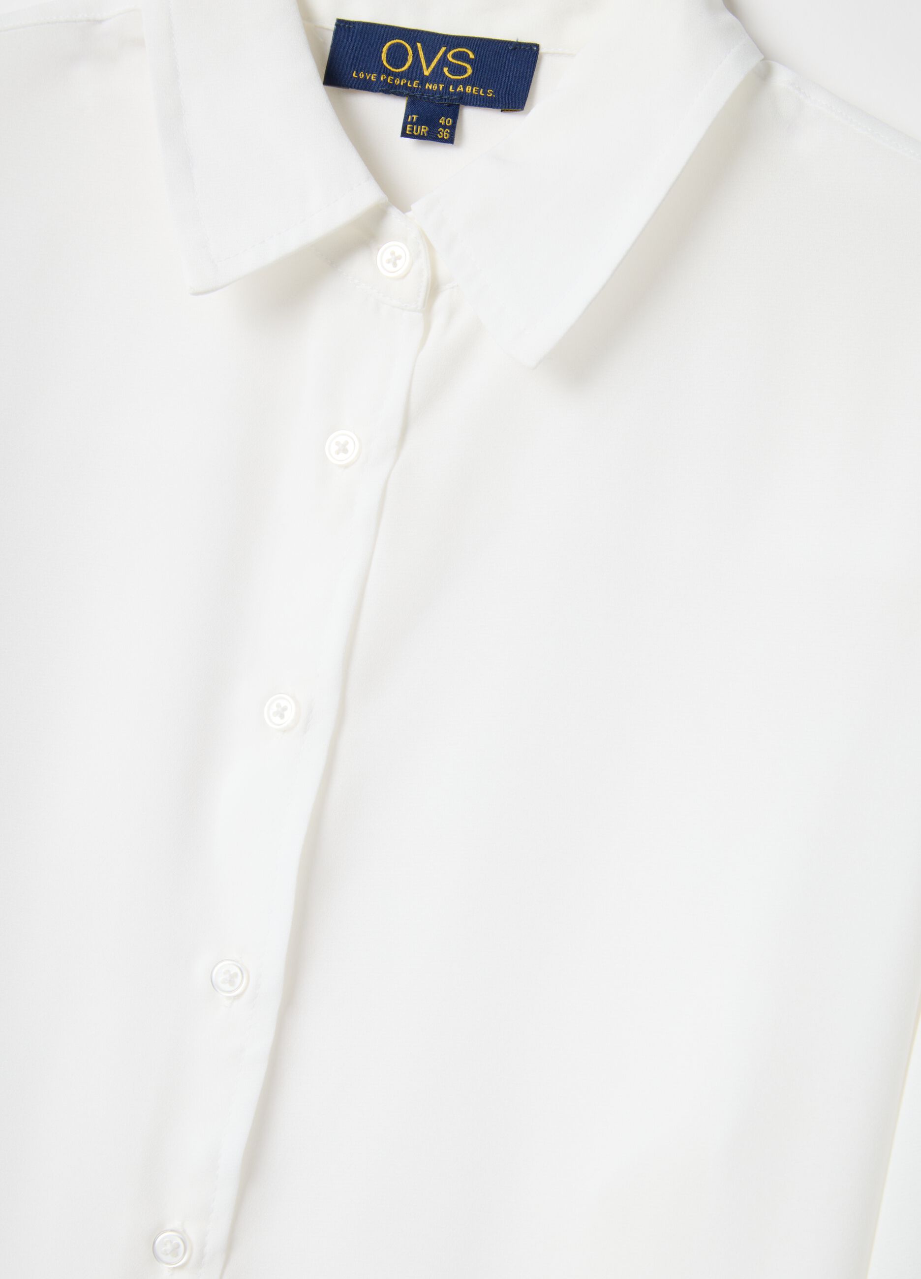 White crepe shirt with classic collar