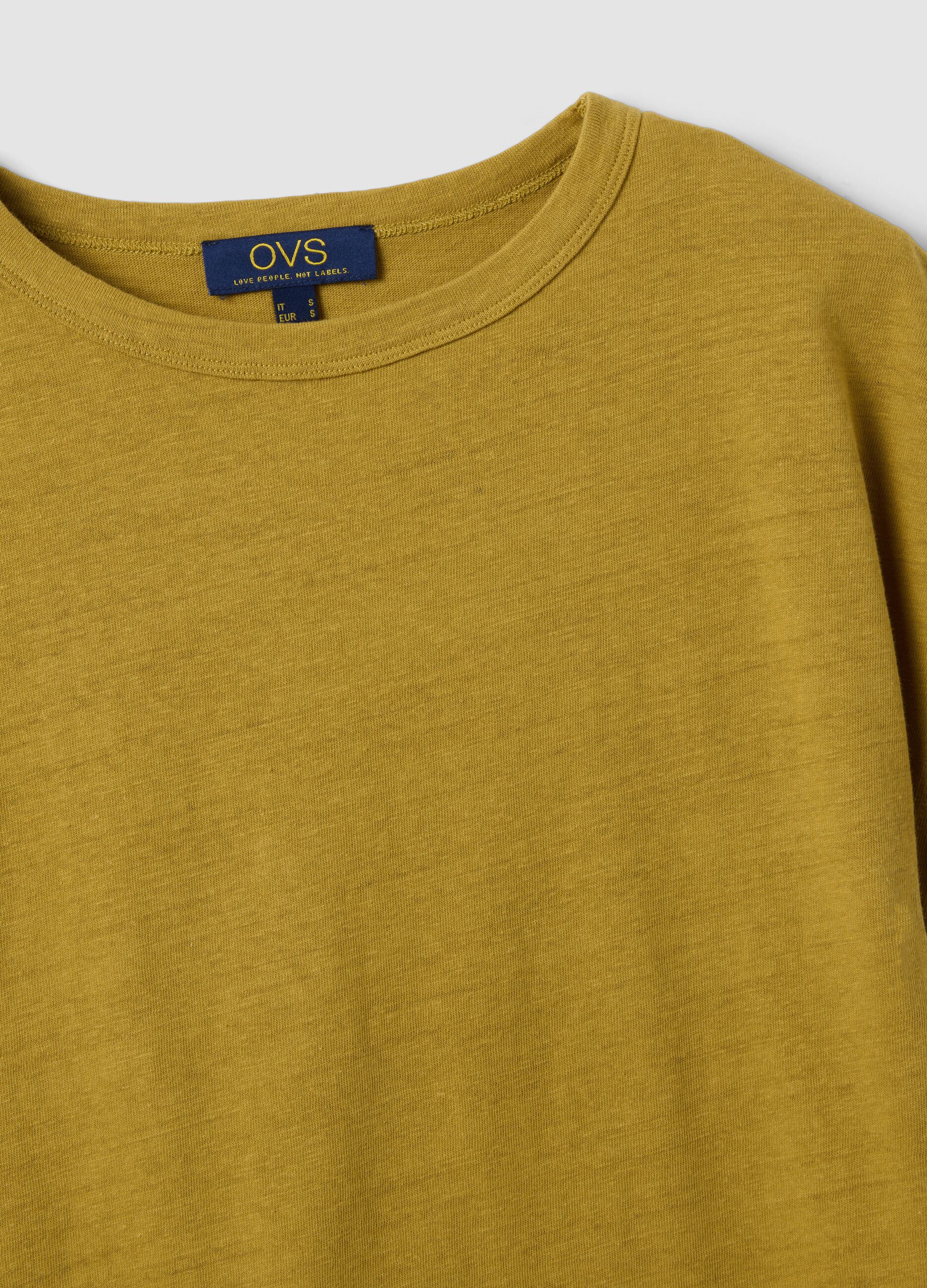 Green regular-fit cotton and linen blend short-sleeve T-shirt
