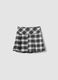 Black checked stretch viscose skirt with double buckle_1
