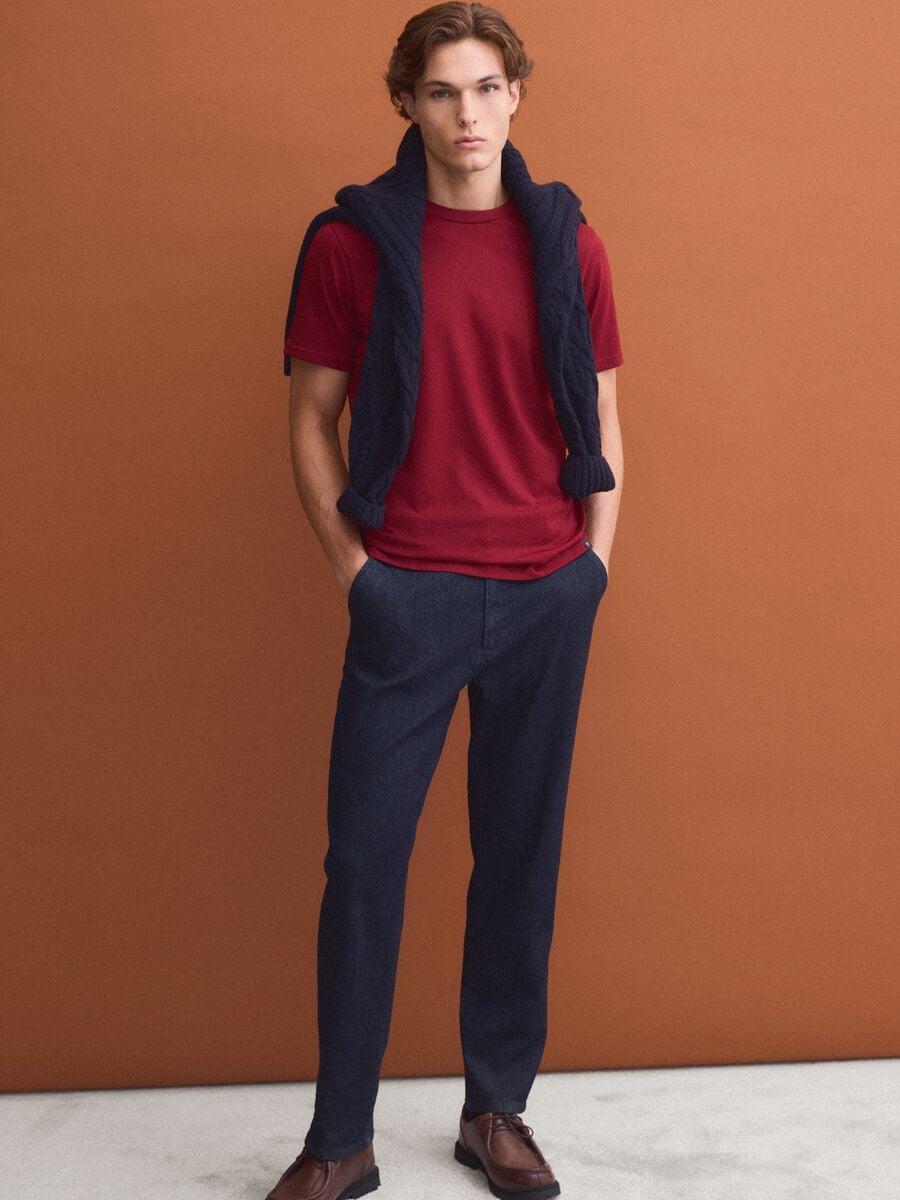 Red Supima cotton crew-neck T-shirt, regular fit_1