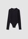 Black fitted stretch-cotton bodysuit with crew neck_3