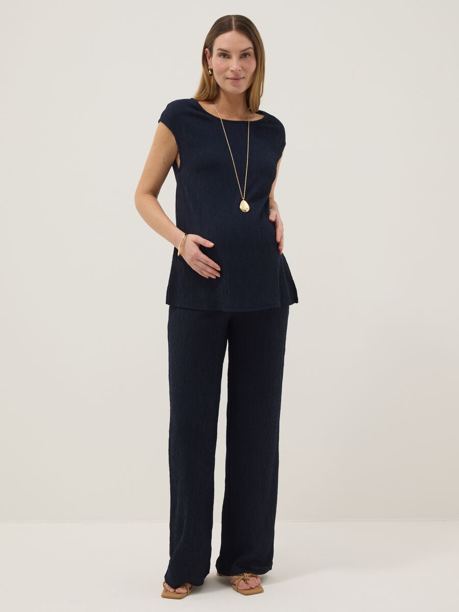 Blue Maternity Pants Relaxed Fit_0
