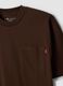 Brown pure cotton T-shirt with chest pocket, boxy fit_5