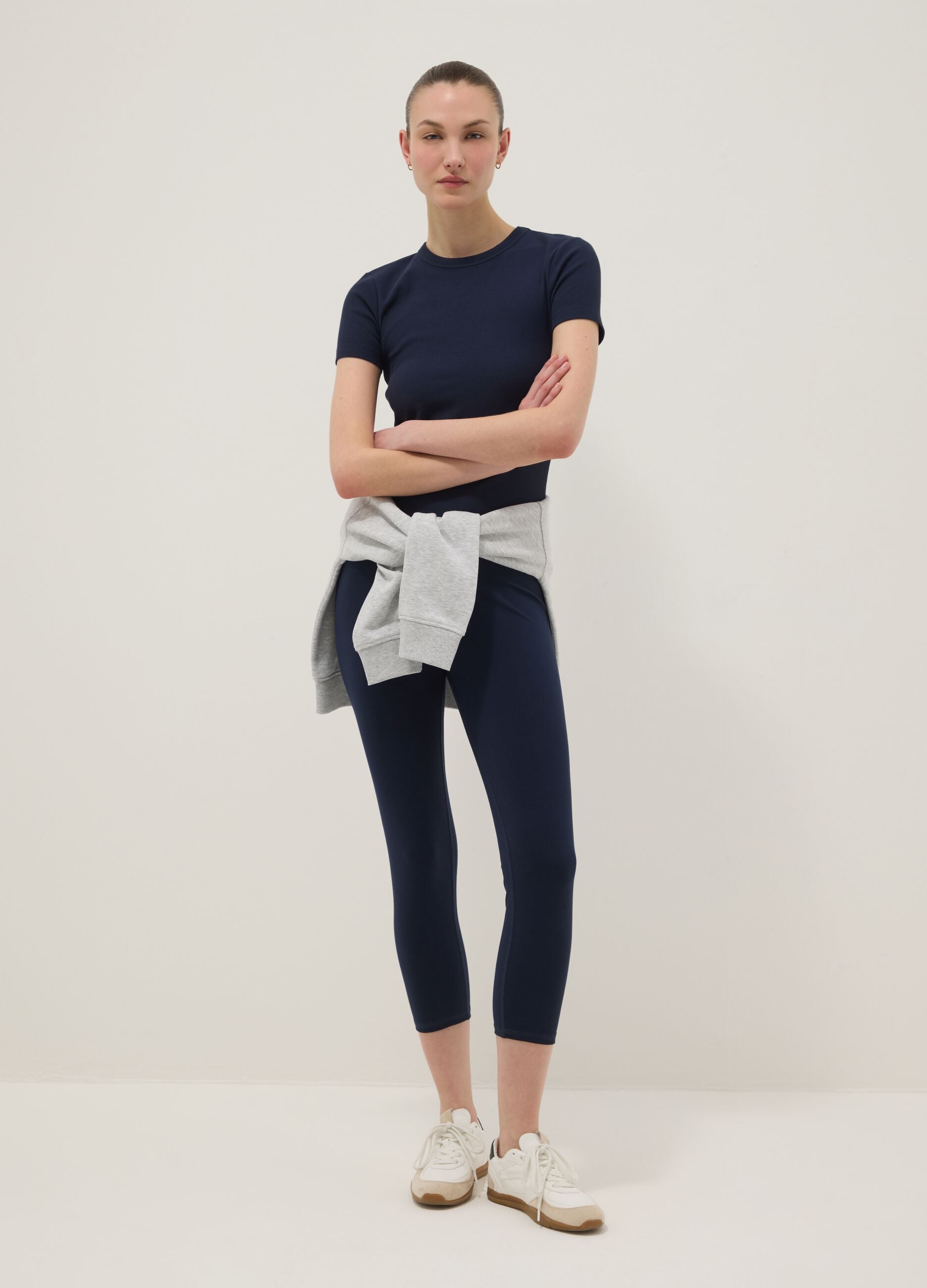 Blue stretch cotton skinny-fit leggings