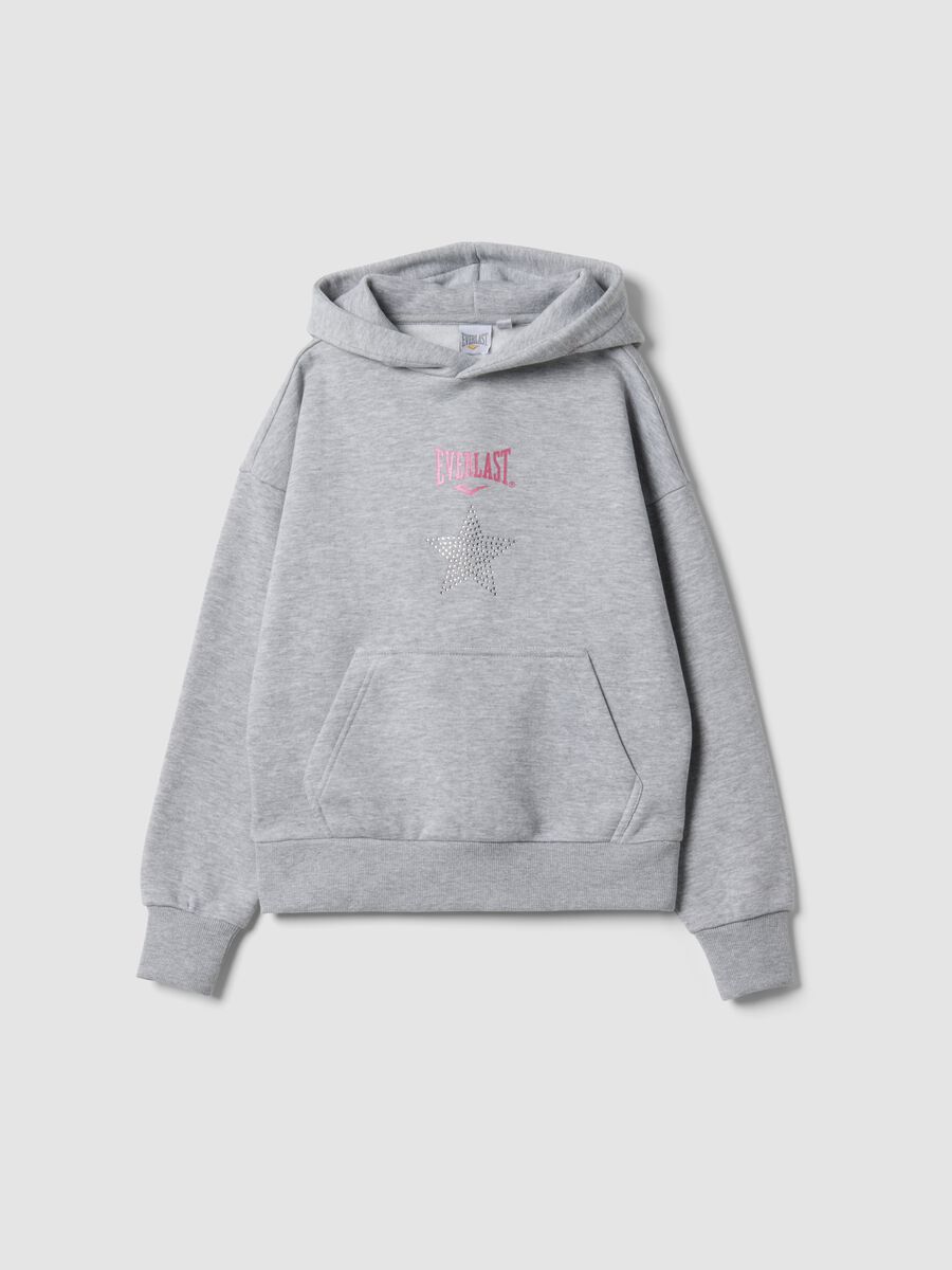 Grey cotton-blend hoodie for girls, regular fit_0