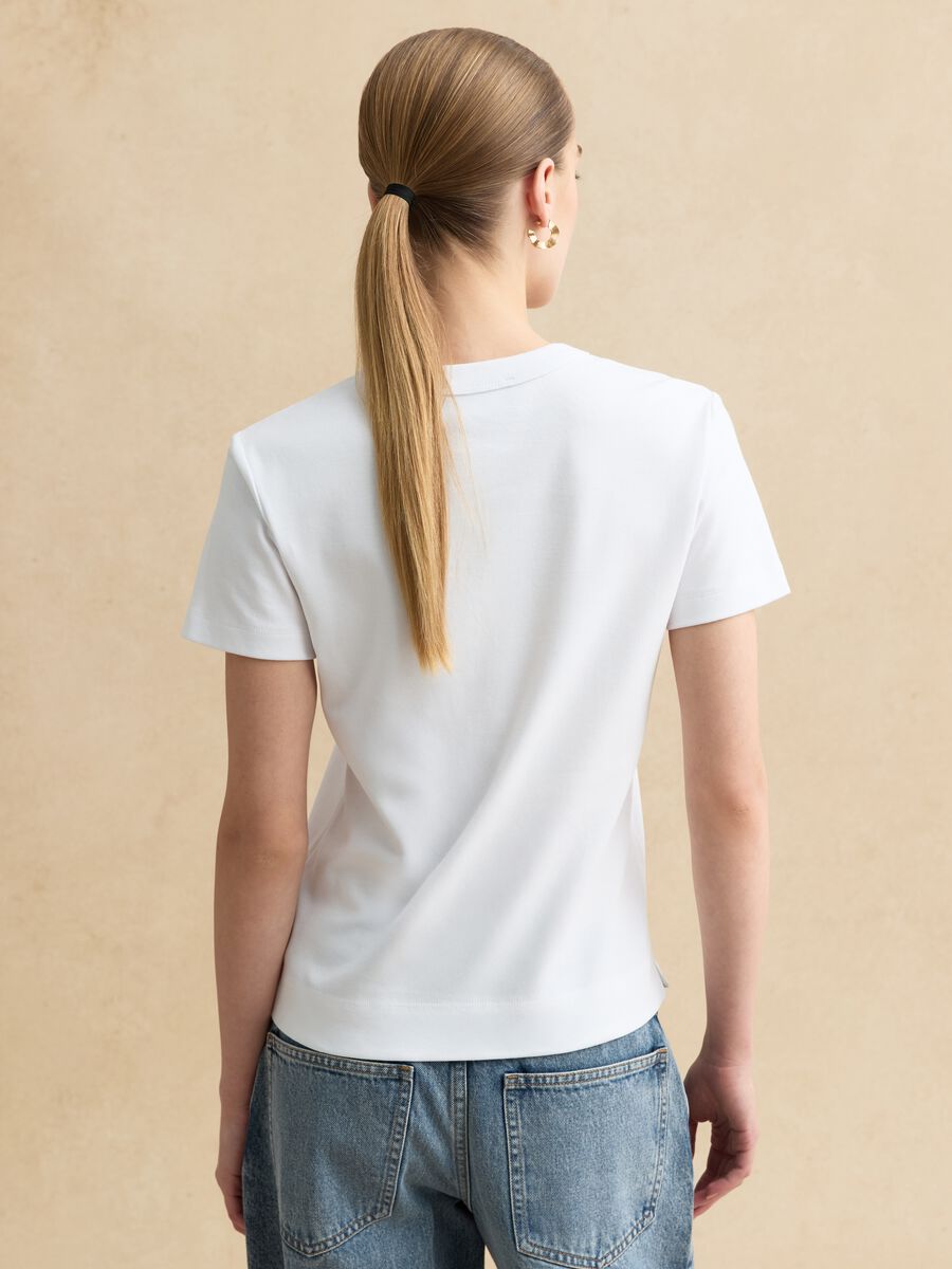 White short sleeve regular fit cotton blend t-shirt_3