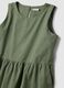 Green sleeveless pure cotton dress with tiered skirt, regular fit_5
