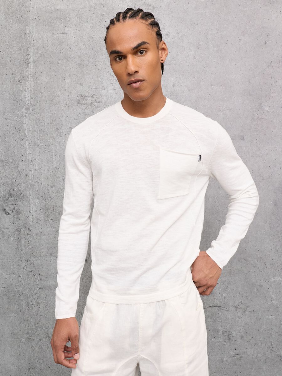 White Knit Long-Sleeve T-Shirt_2
