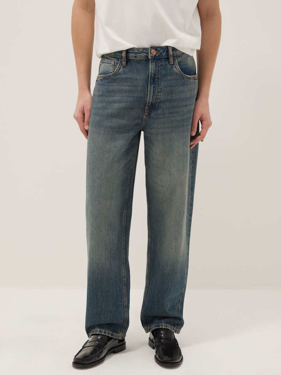 Blue Baggy Jeans in Pure Cotton_2
