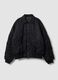 Black cropped padded jacket with zip and shirt collar_4