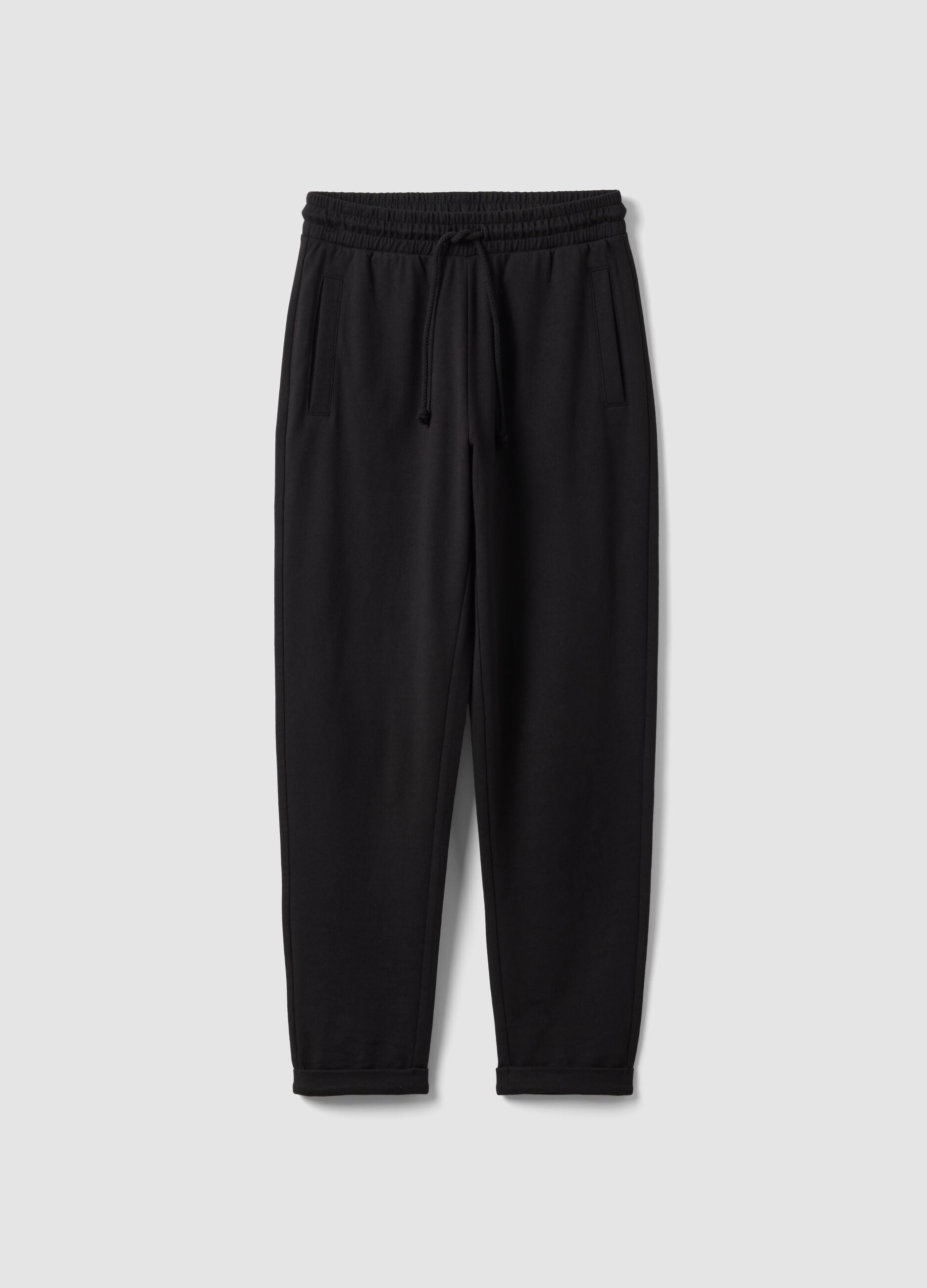 Black pure cotton joggers, regular fit