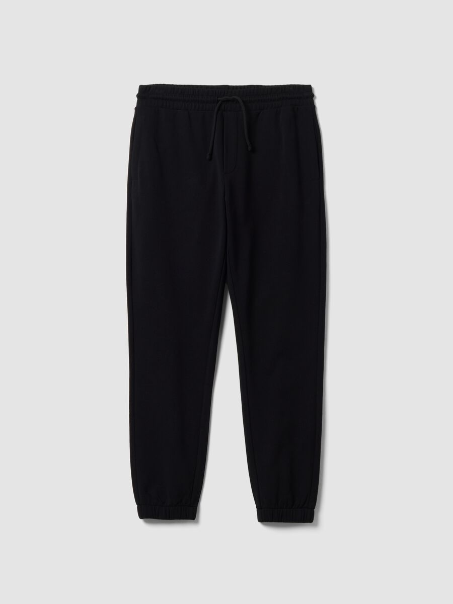 Pantaloni jogger neri in misto cotone regular fit_0
