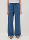 Blue pure cotton wide-leg denim trousers with drawstring_1