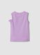 Purple fitted stretch cotton vest top with appliqu&eacute; flower for girls_1