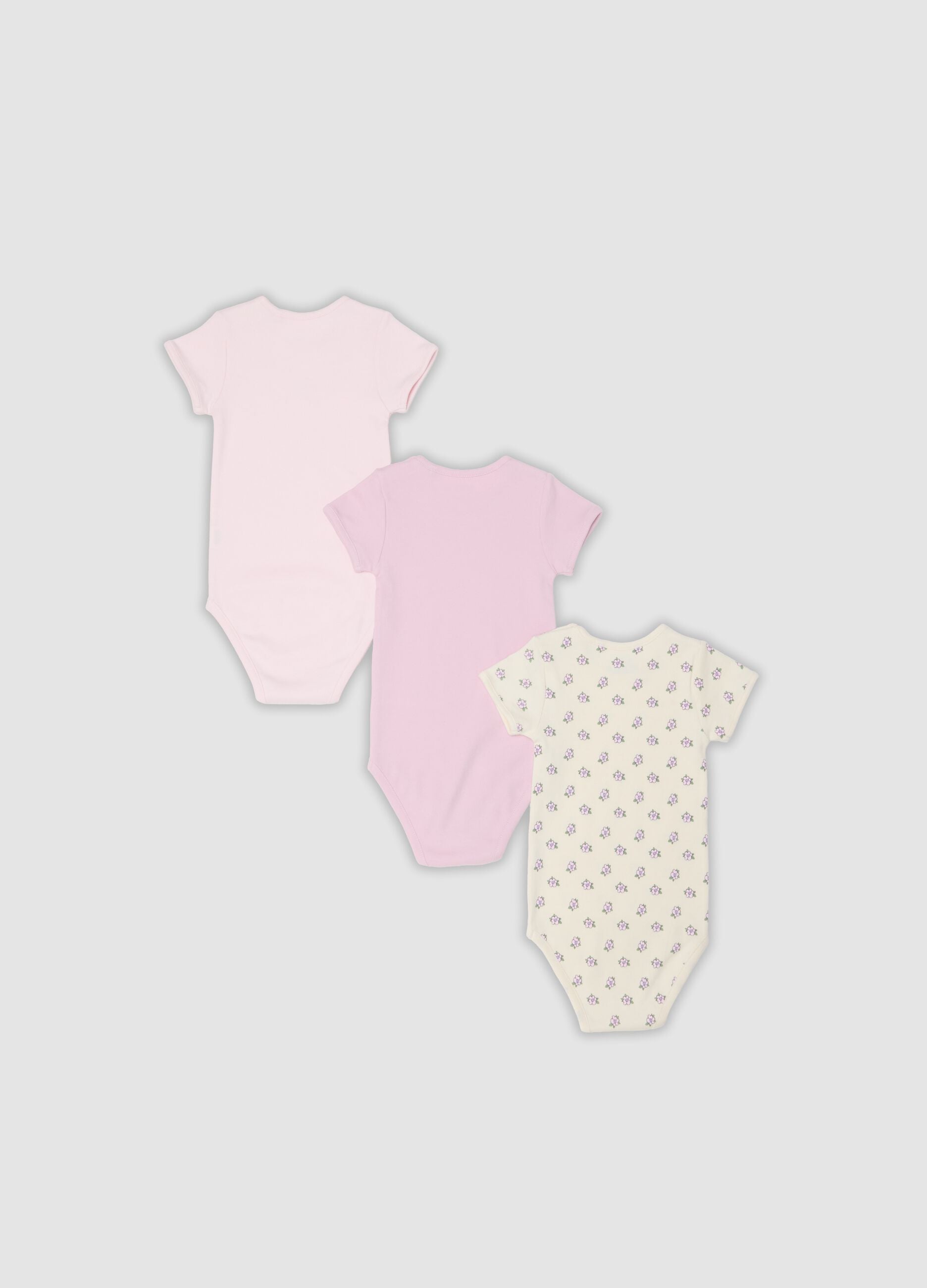 3-pack of multicolour organic cotton bodysuits for baby girl and toddler