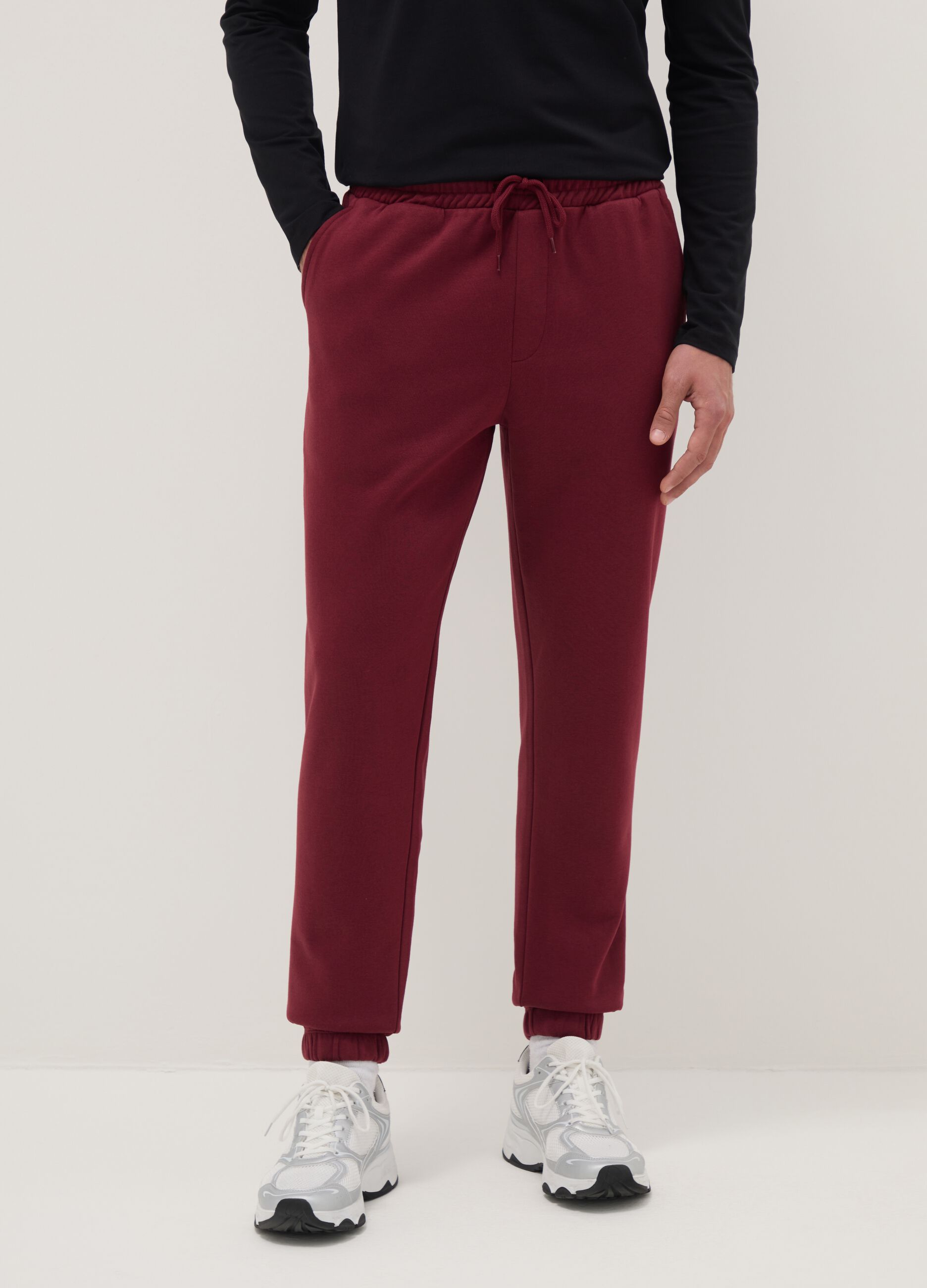 Red regular fit jogger trousers in cotton blend