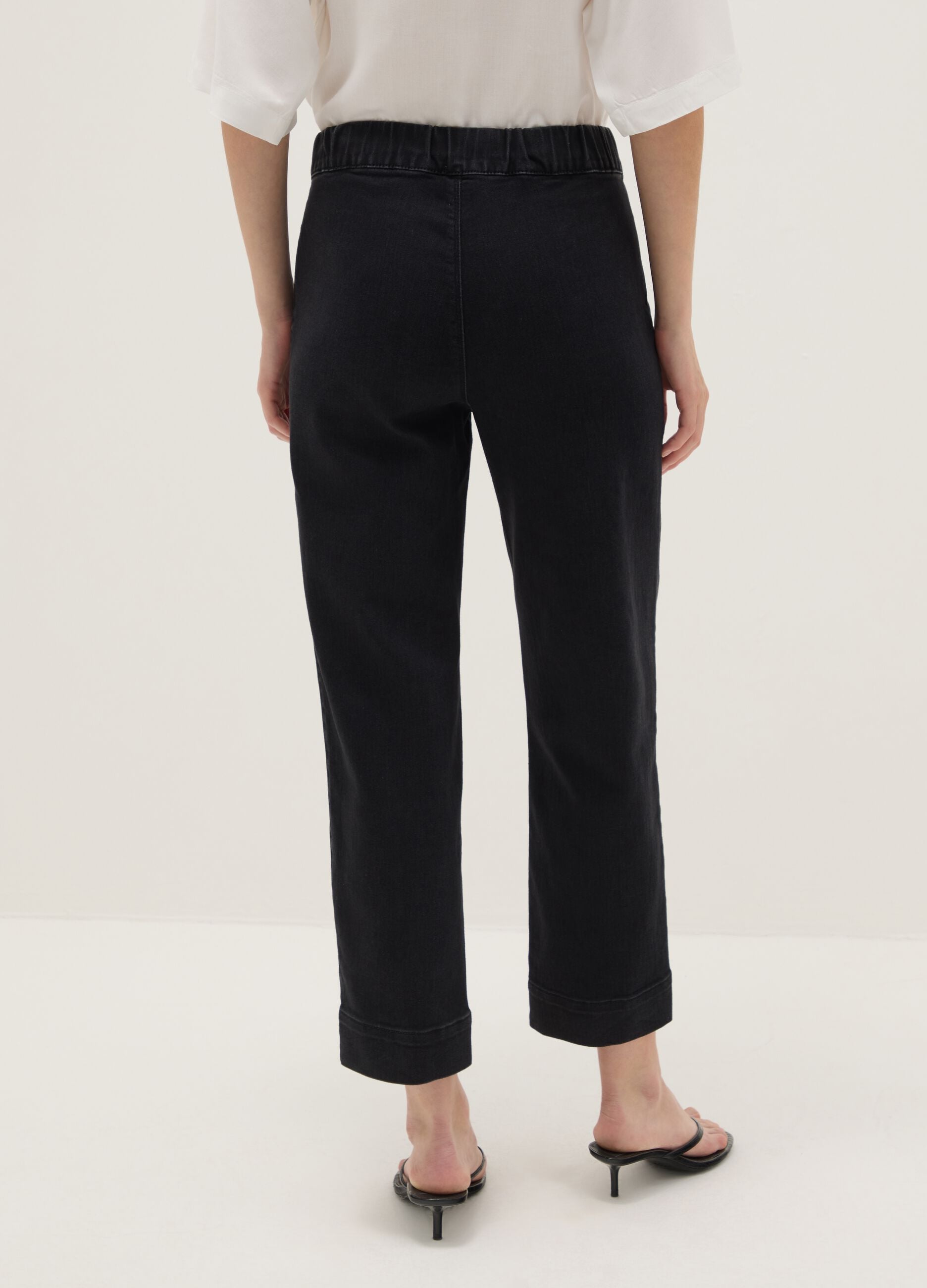 Black Cotton Blend Slim Fit Chino Trousers