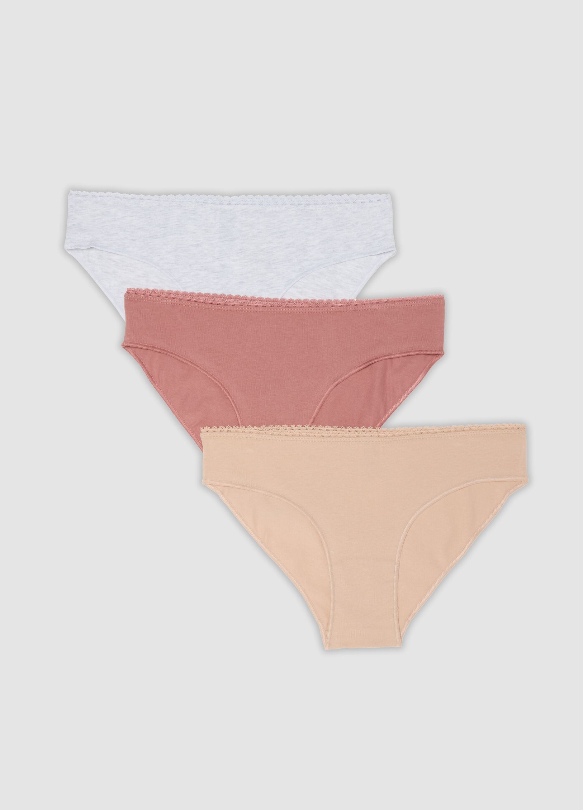 Tripack di slip multicolor in misto cotone organico elasticizzato