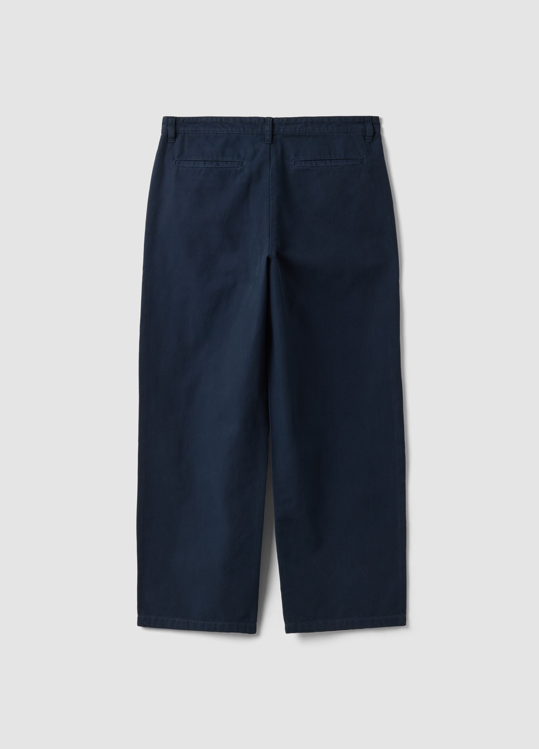 Pantaloni chino blu in puro cotone barrel fit