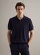 Polo in misto cotone, lino e seta blu regular fit_0