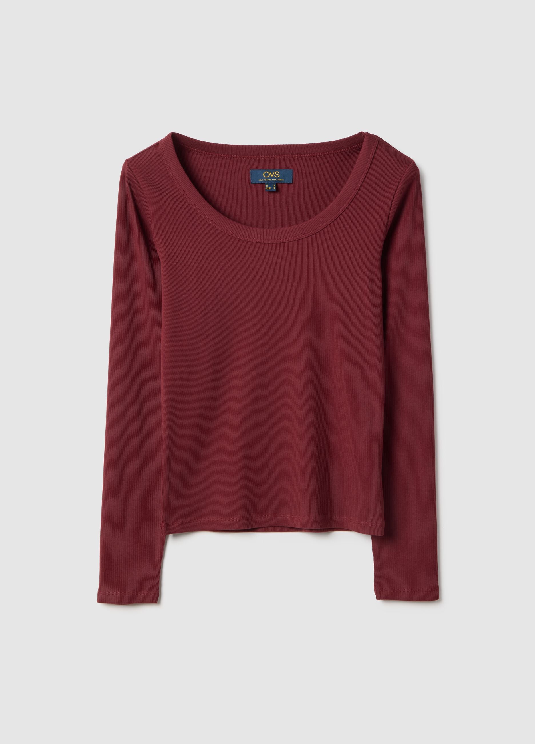 Red pure cotton long sleeve T-shirt regular fit