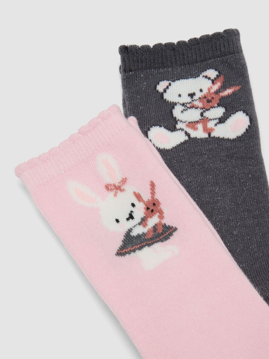 3-pack of pink long socks in stretch organic cotton_1
