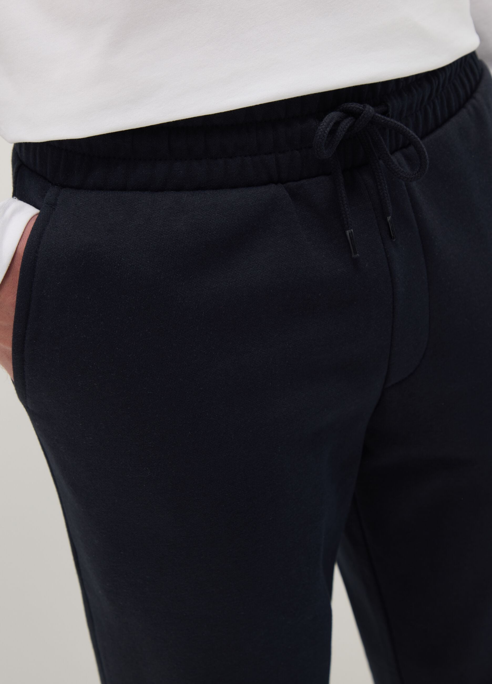Regular fit blue cotton blend jogger trousers
