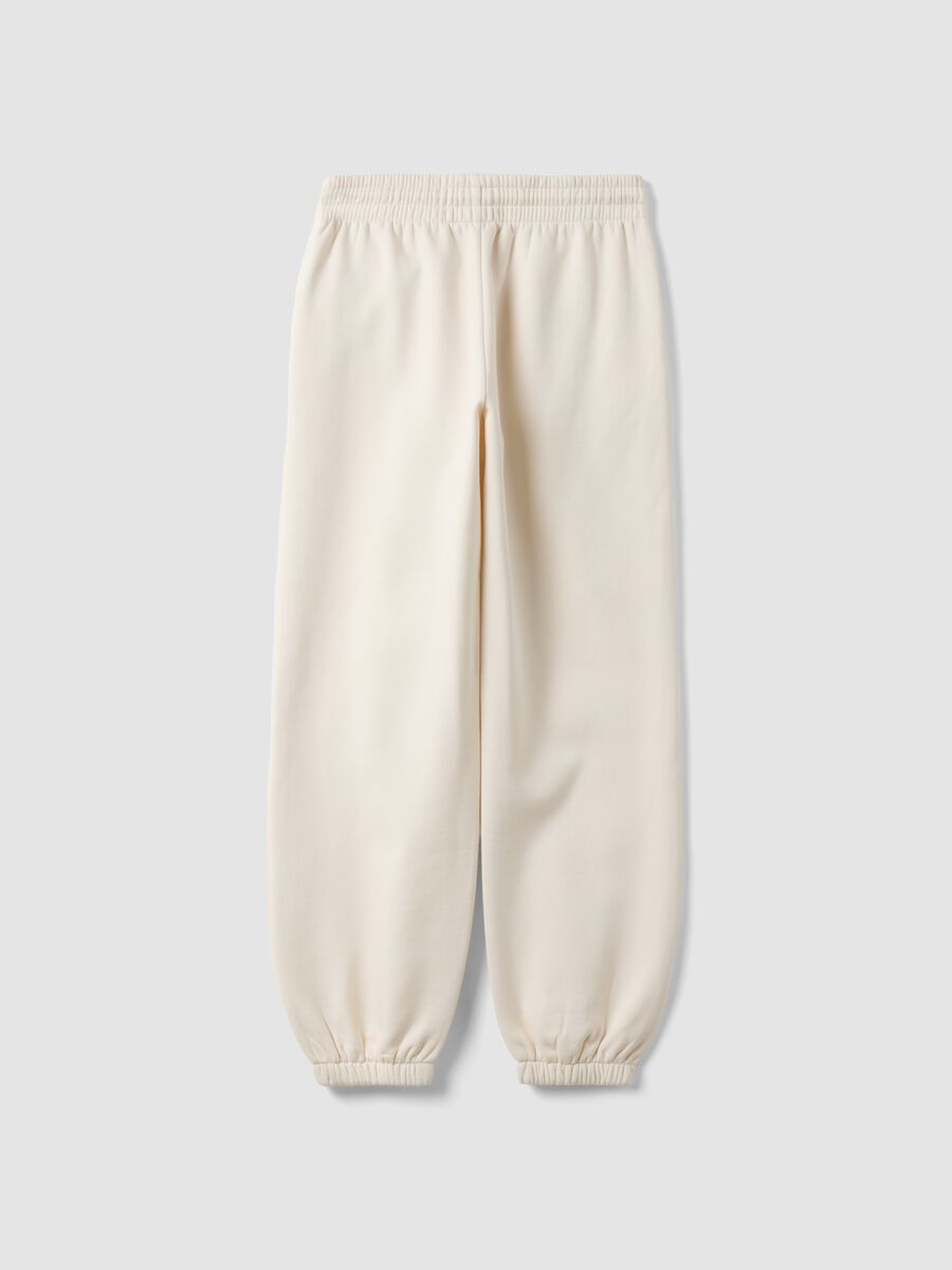 White cotton-blend joggers with elasticated waistband, regular fit_6