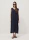 Long blue pure linen dress, regular fit_0