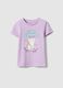 Girls' regular fit pure cotton violet T-shirt with print_0
