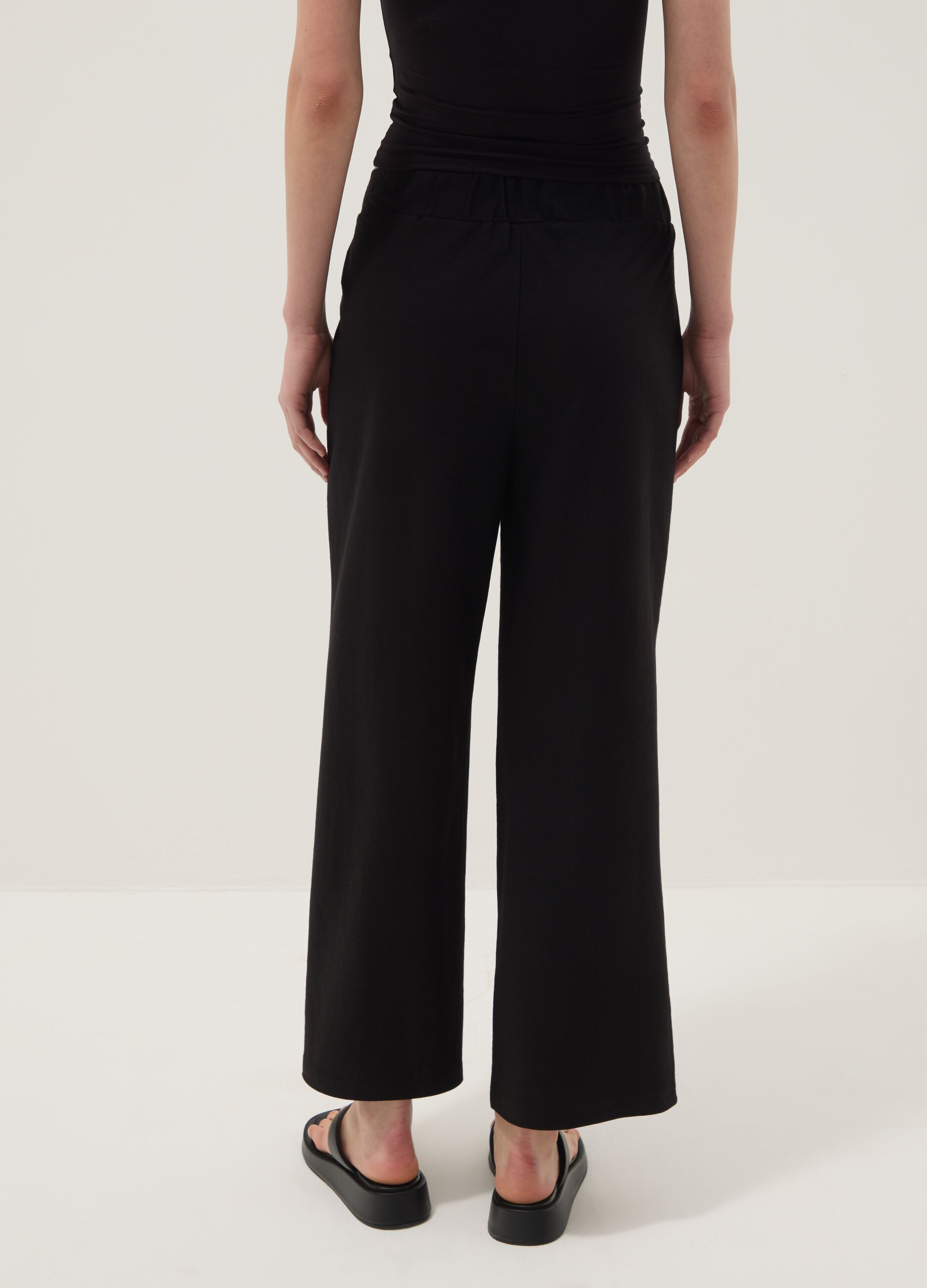 Black viscose-blend culotte trousers