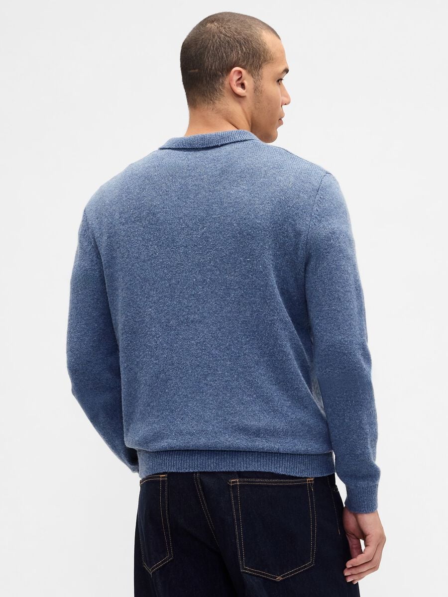 Blue wool and polyamide blend pullover_1
