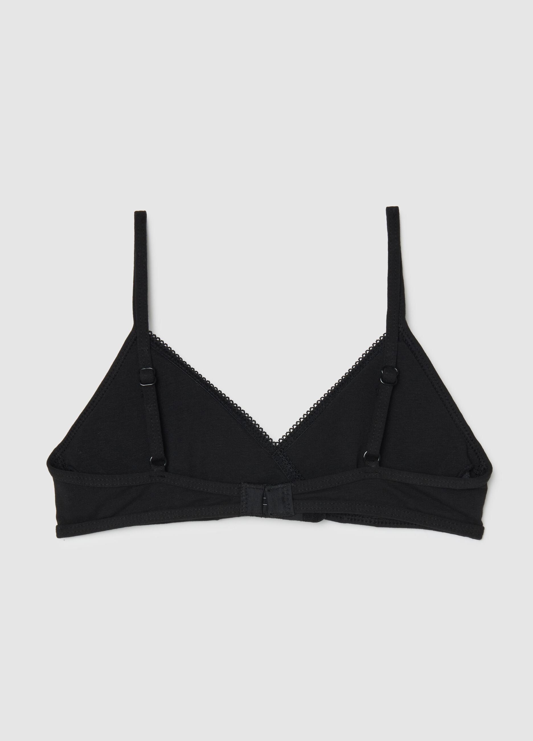 Girls' black triangle cotton blend regular fit bra