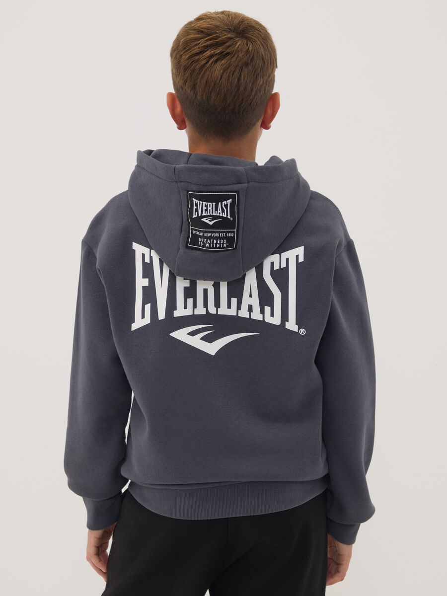 Grey full-zip cotton-blend hooded sweatshirt for boys_2