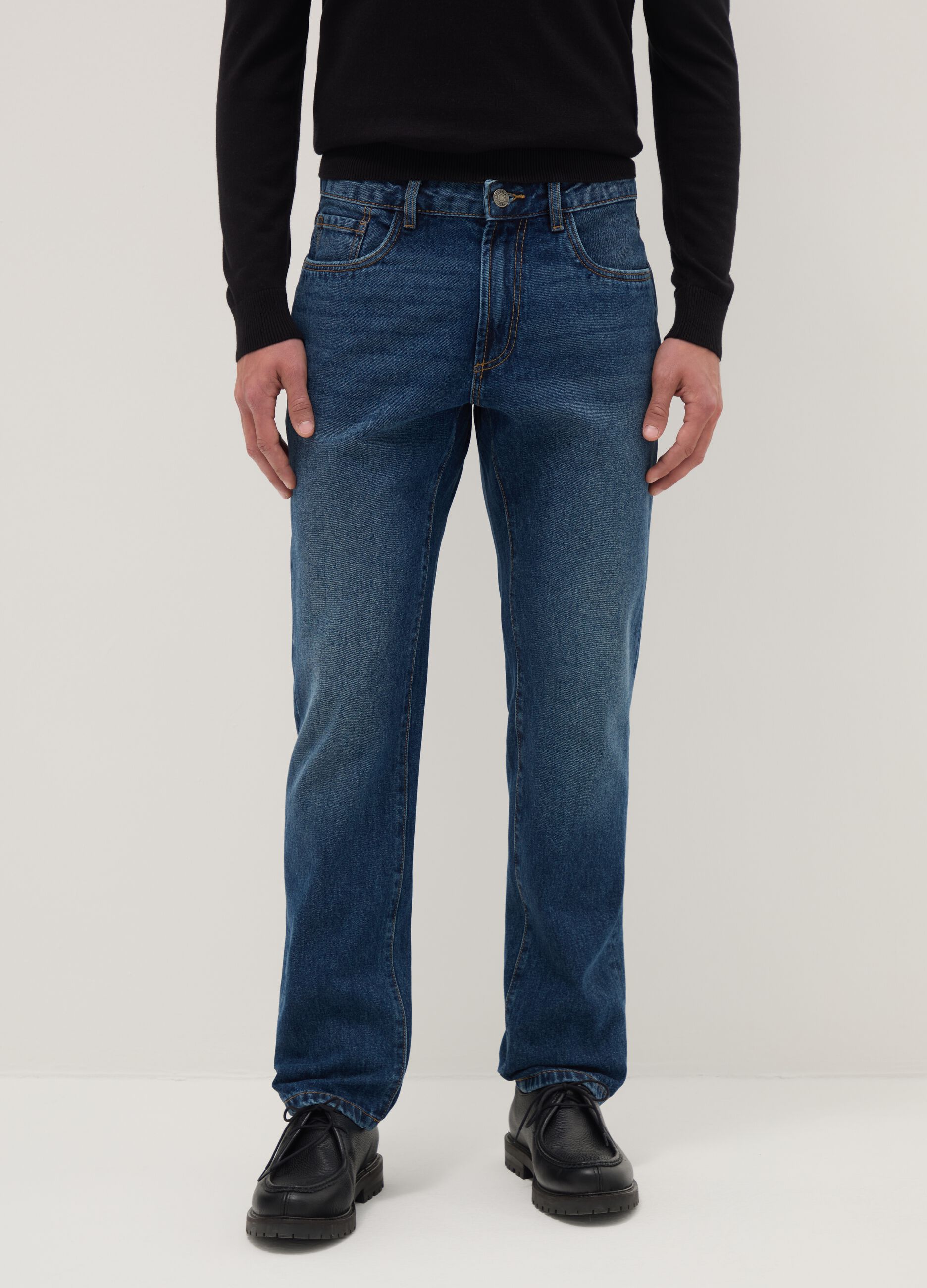 Blue Pure Cotton Regular Fit Jeans