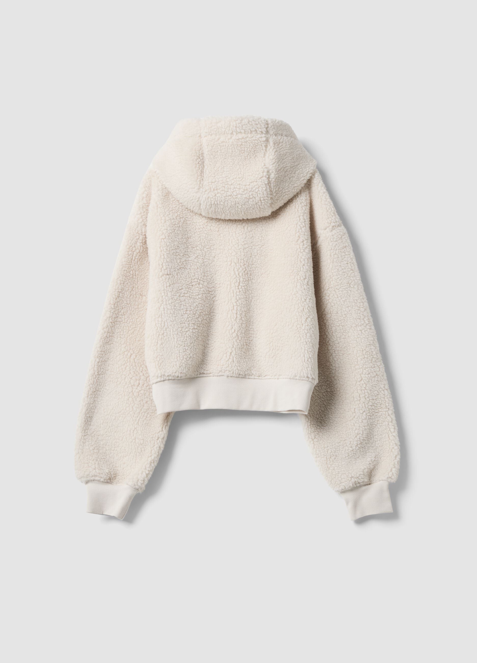 White full-zip teddy-effect hooded sweatshirt ALTAVIA STUDIO