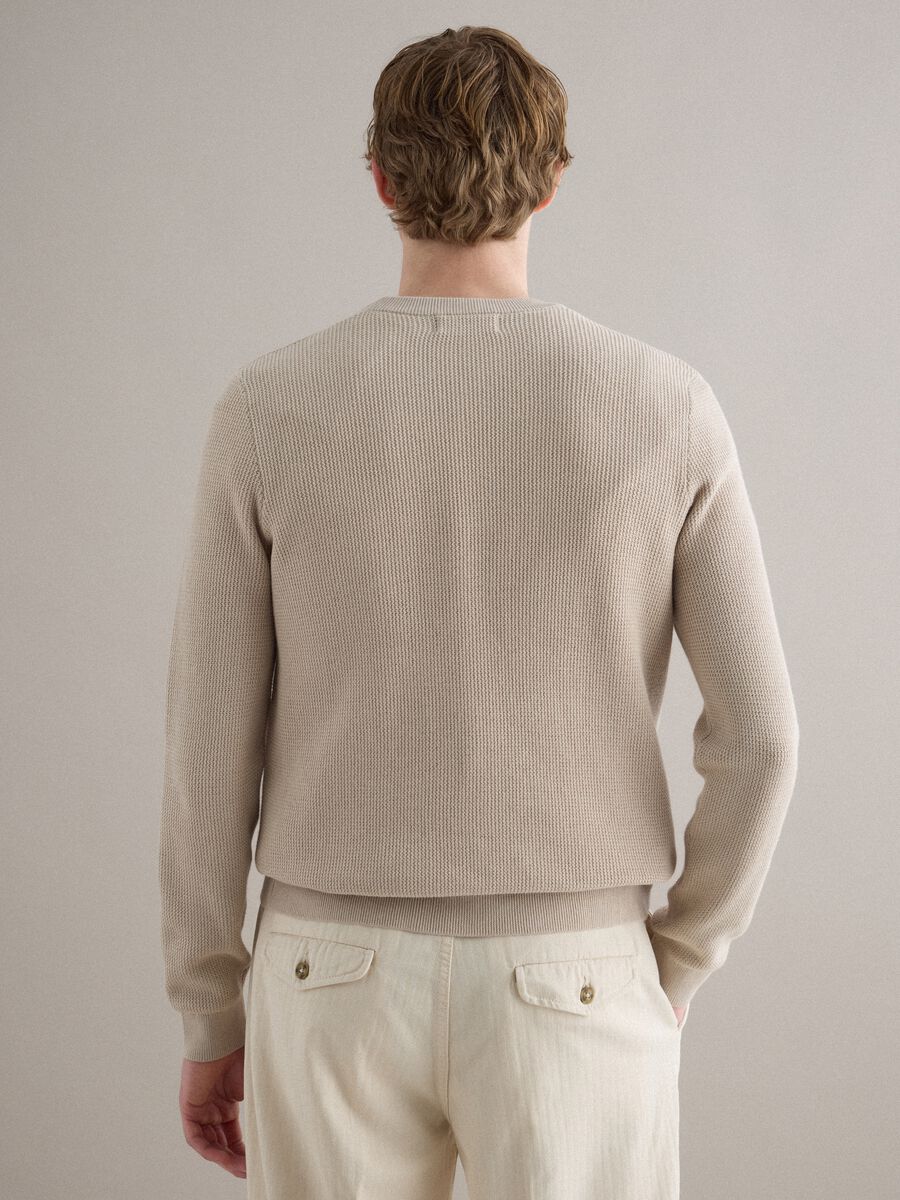 Maglione girocollo in puro cotone beige regular fit_3