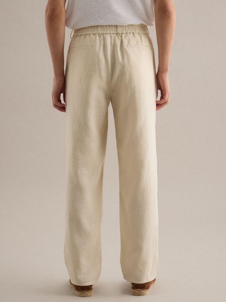 White pure linen trousers with regular fit_3