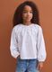 White pure cotton blouse with embroidery and gathered neckline for girls_1