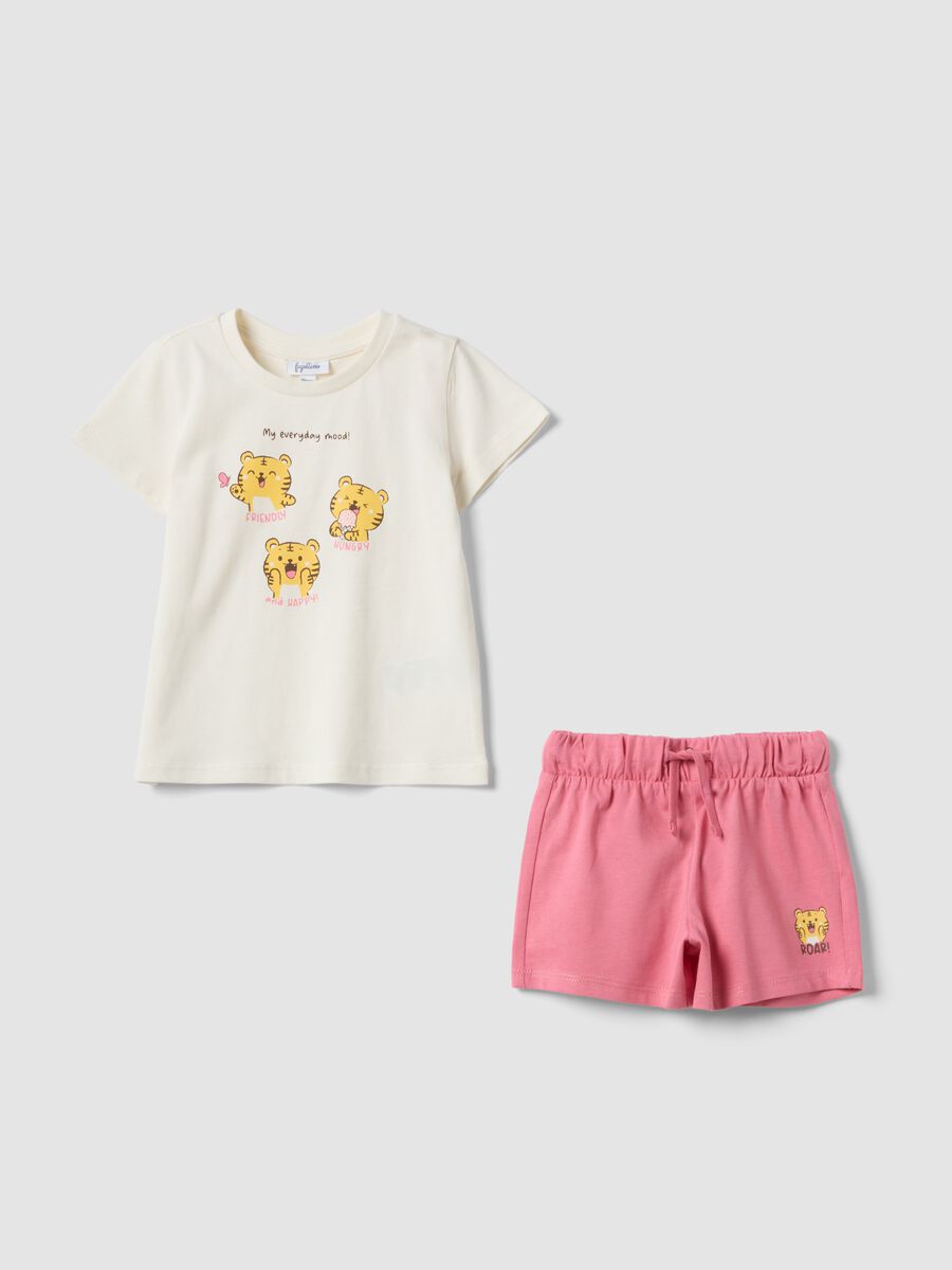 Completo multicolor in puro cotone da bimba con stampa regular fit_0